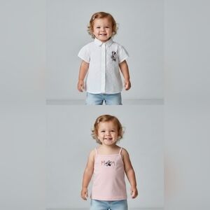 BNWT Disney Minnie Mouse White Eyelet Shirt & Pink Cami Set 2T